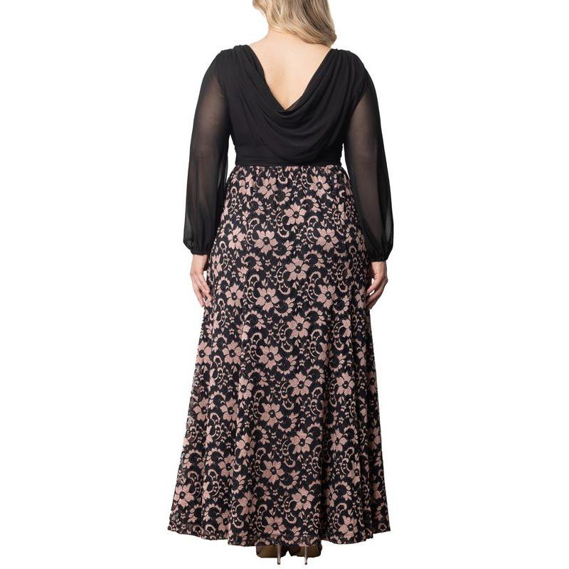 Plus Size Mon Tresor Long Sleeve Lace Evening Gown