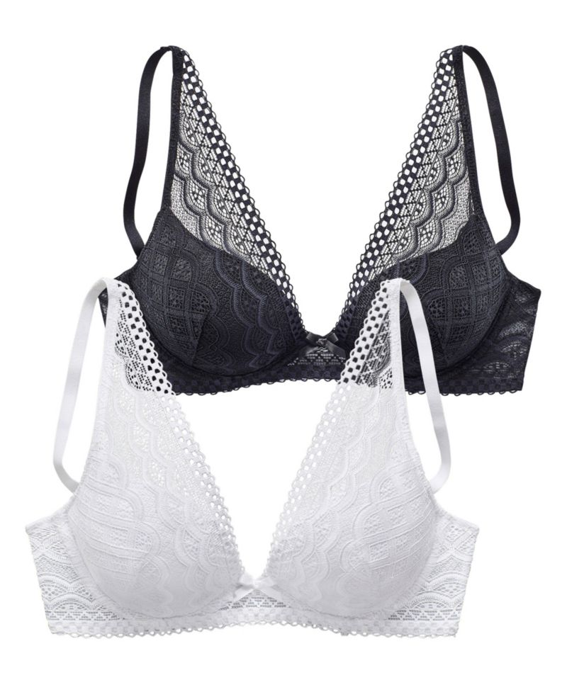 Women's 2-Pack Lace Underwire Push-Up Padded Push-Up Bra