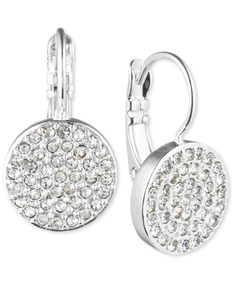 Crystal Pav&eacute; Disc Drop Earrings