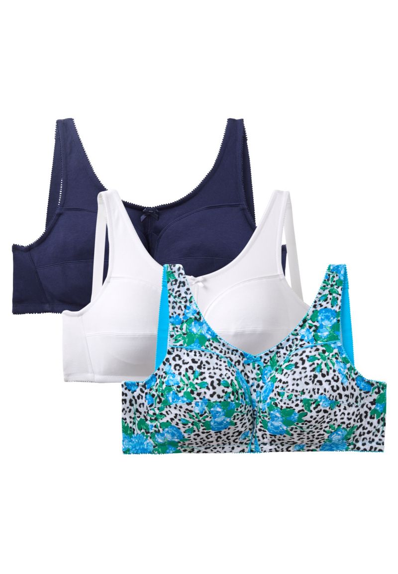 Women's 3-Pack Wireless Light Support Cotton Bra