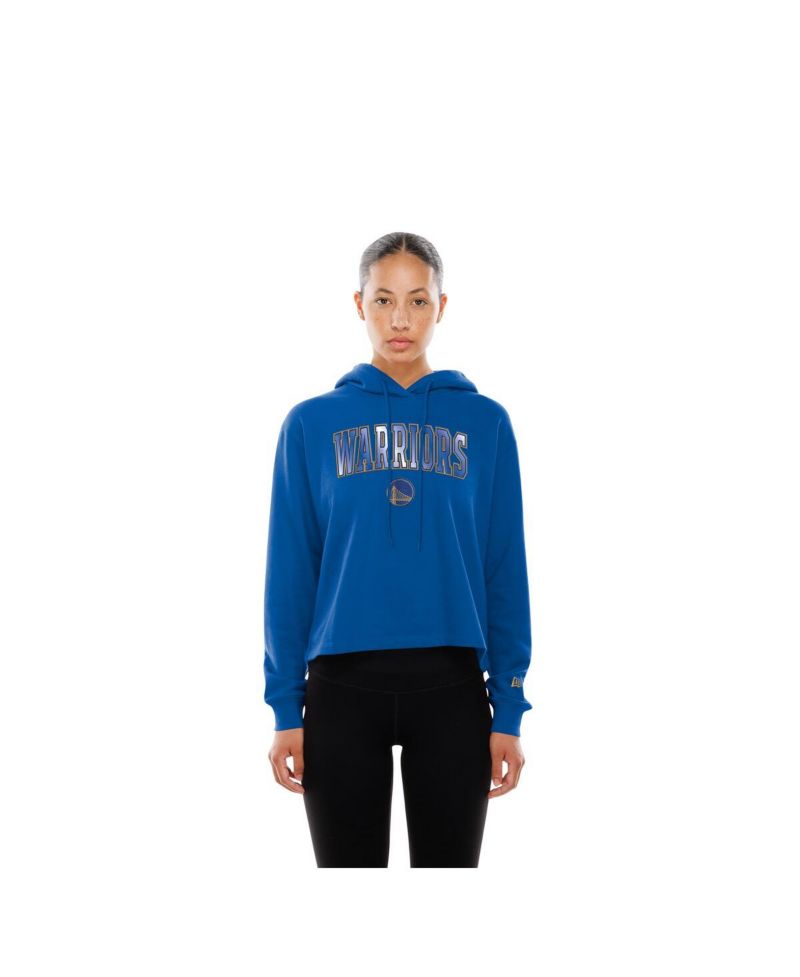 Women's Royal Golden State Warriors Glam Game Open Back Hoodie