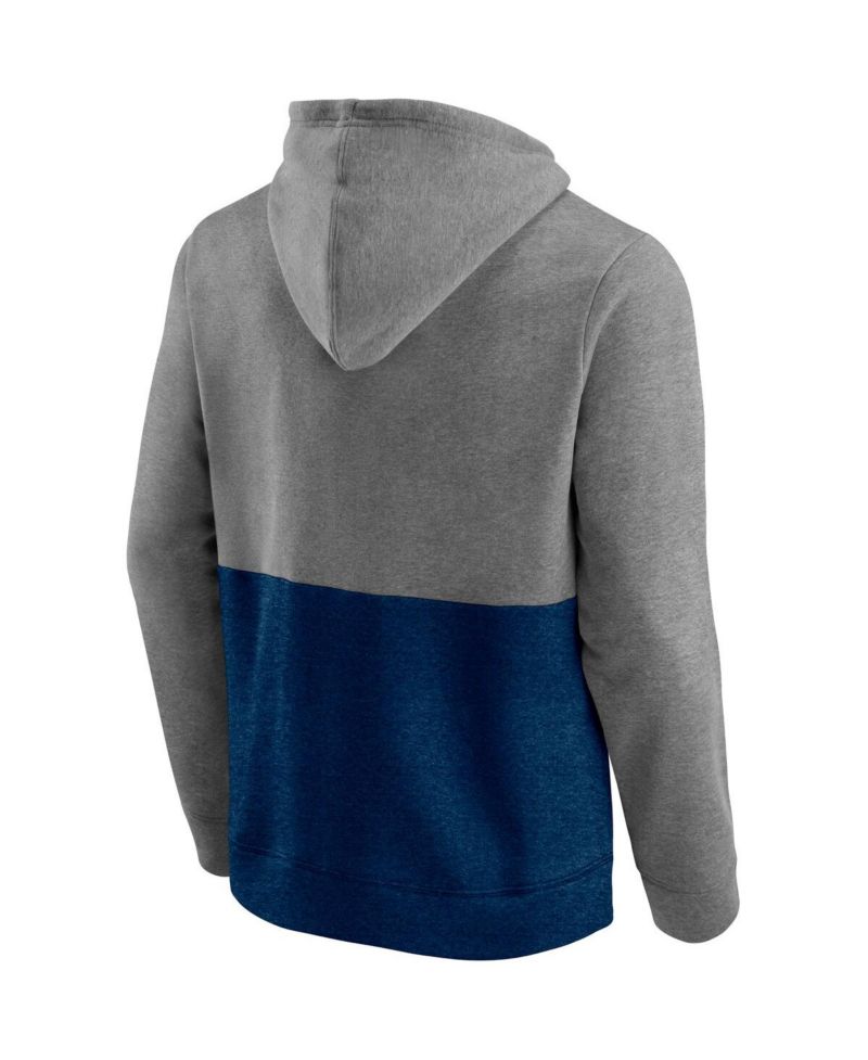 Men's Heathered Gray, Deep Sea Blue Seattle Kraken Block Party Classic Arch Signature Pullover Hoodie