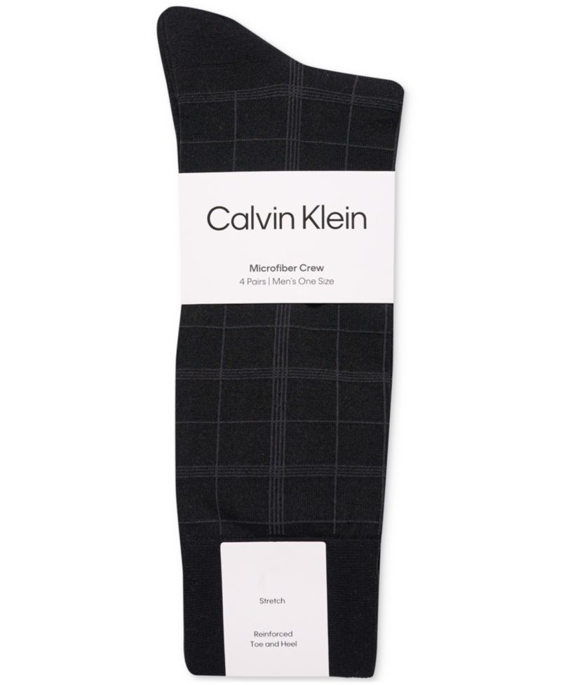 Men's Crew Length Microfiber Dress Socks, Assorted Patterns, Pack of 4