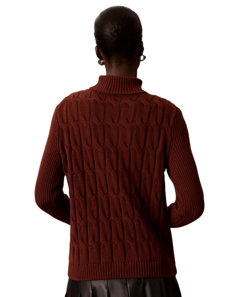 Women's Lux Cable Knit Wool-Blend Turtleneck Sweater