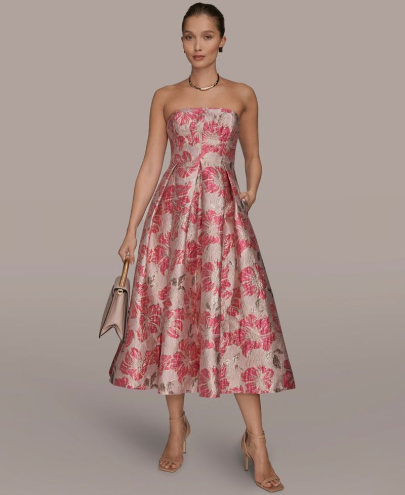 Women's Jacquard Strapless A-Line Dress