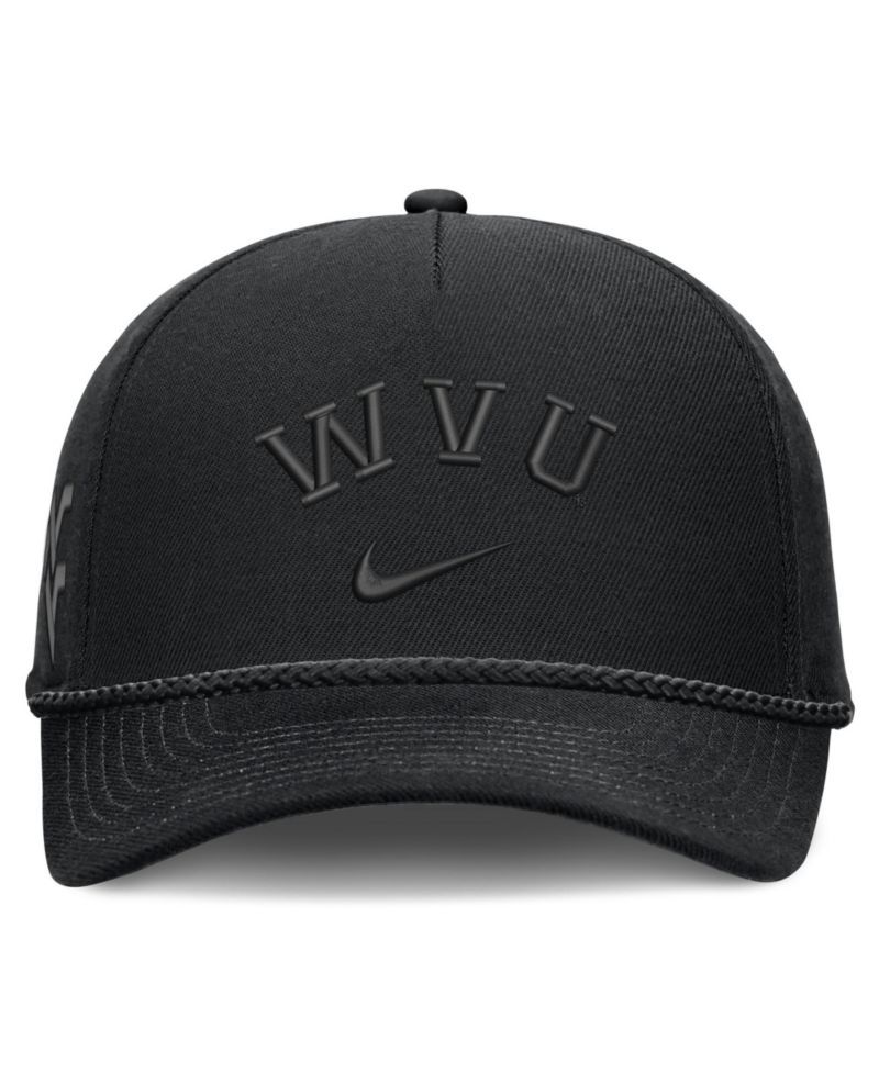 Men's and Women's Black West Virginia Mountaineers Campus Prep Tonal Rope Rise 5-Panel Adjustable Hat