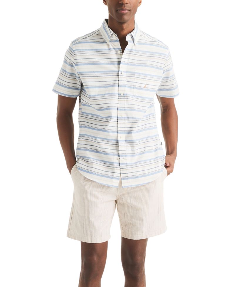 7" Striped Slub Textured Pull-On Drawstring Short