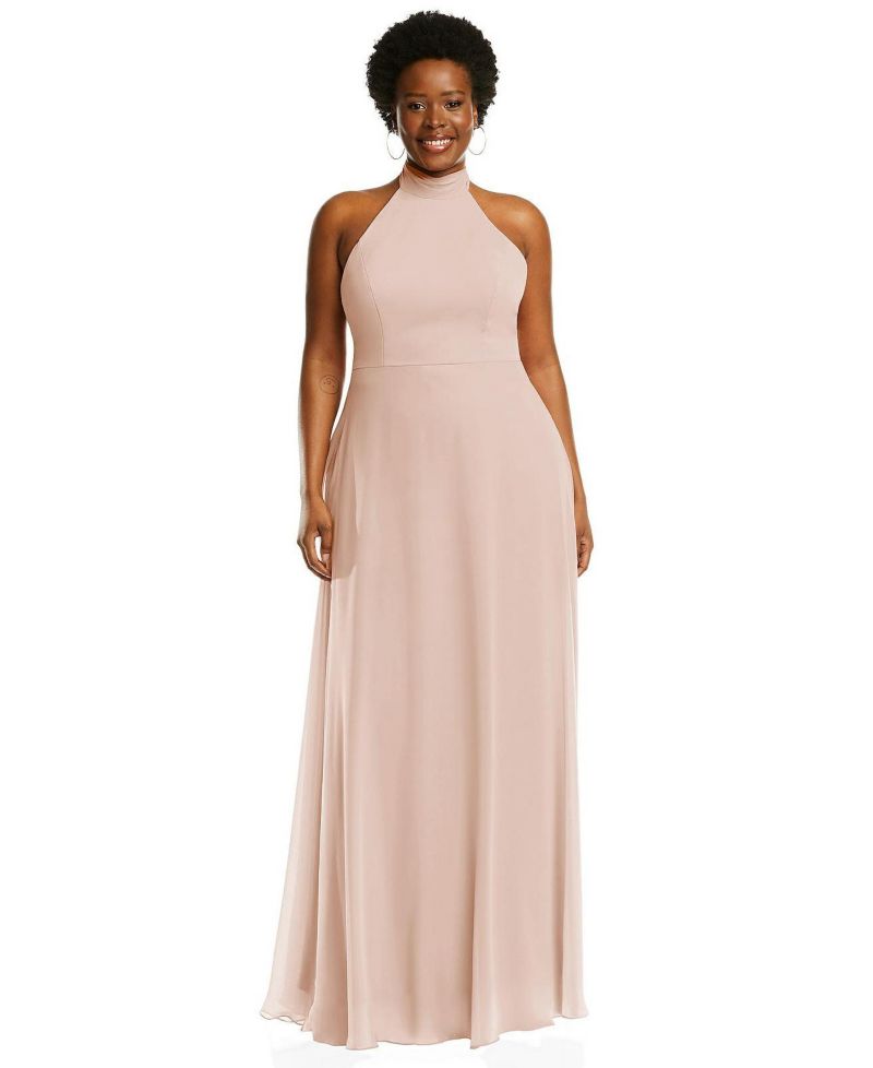 Women's High Neck Halter Backless Maxi Dress