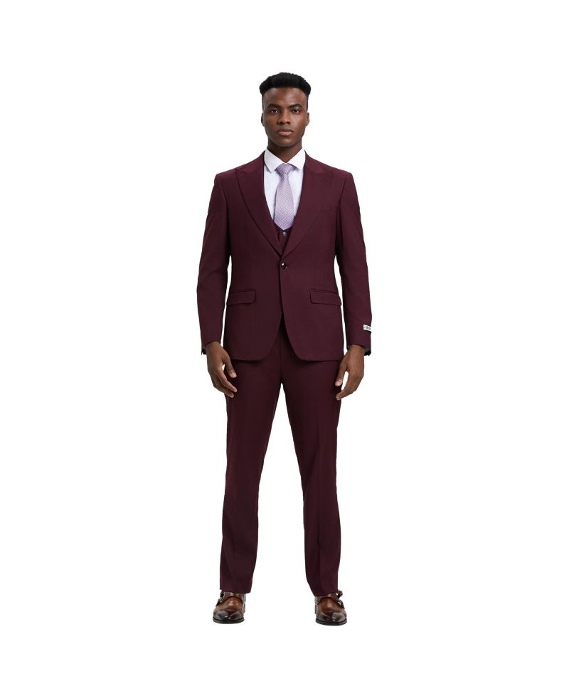 Men's Stacy Adams Hybrid-Fit 3pc Suit Set, Jacket Vest and Pants