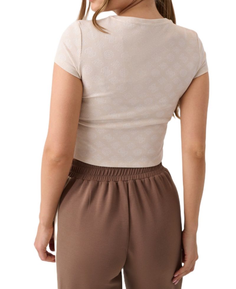 Women's Marilu Allover Jacquard Cropped Short-Sleeve T-Shirt