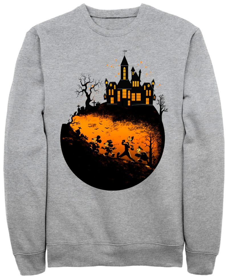 Men's Mickey Classic Mickeys Haunted Halloween Crew Fleece Pullover