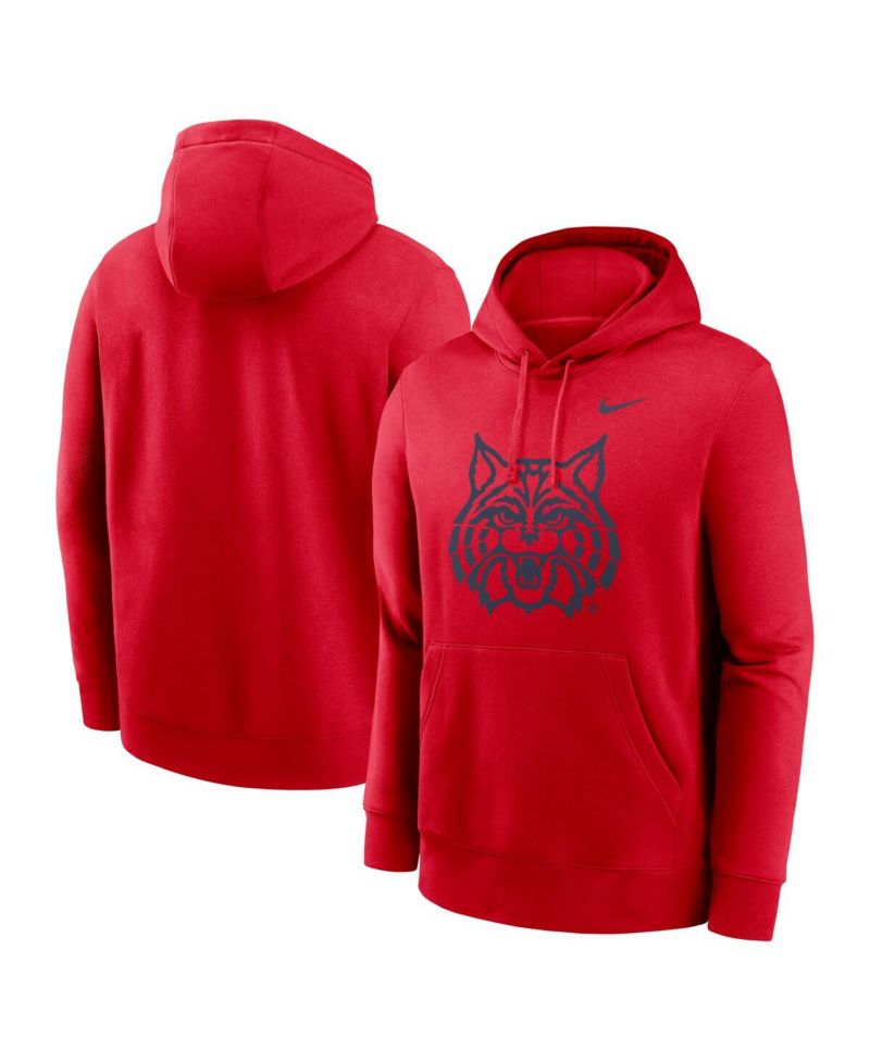 Men's Red Arizona Wildcats Primetime Alternate Logo Club Fleece Pullover Hoodie