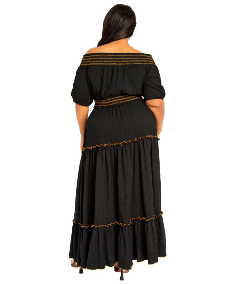 Plus Size Smocked Top and Skirt Two Piece Set