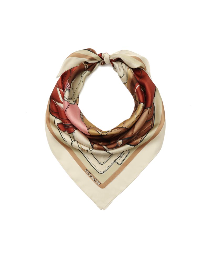 Women's Stacked Tabby Printed Silk Square Scarf