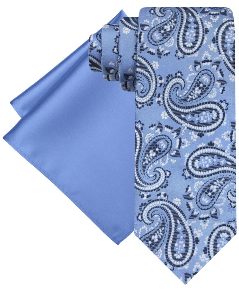 Men's Paisley Tie & Solid Pocket Square Set