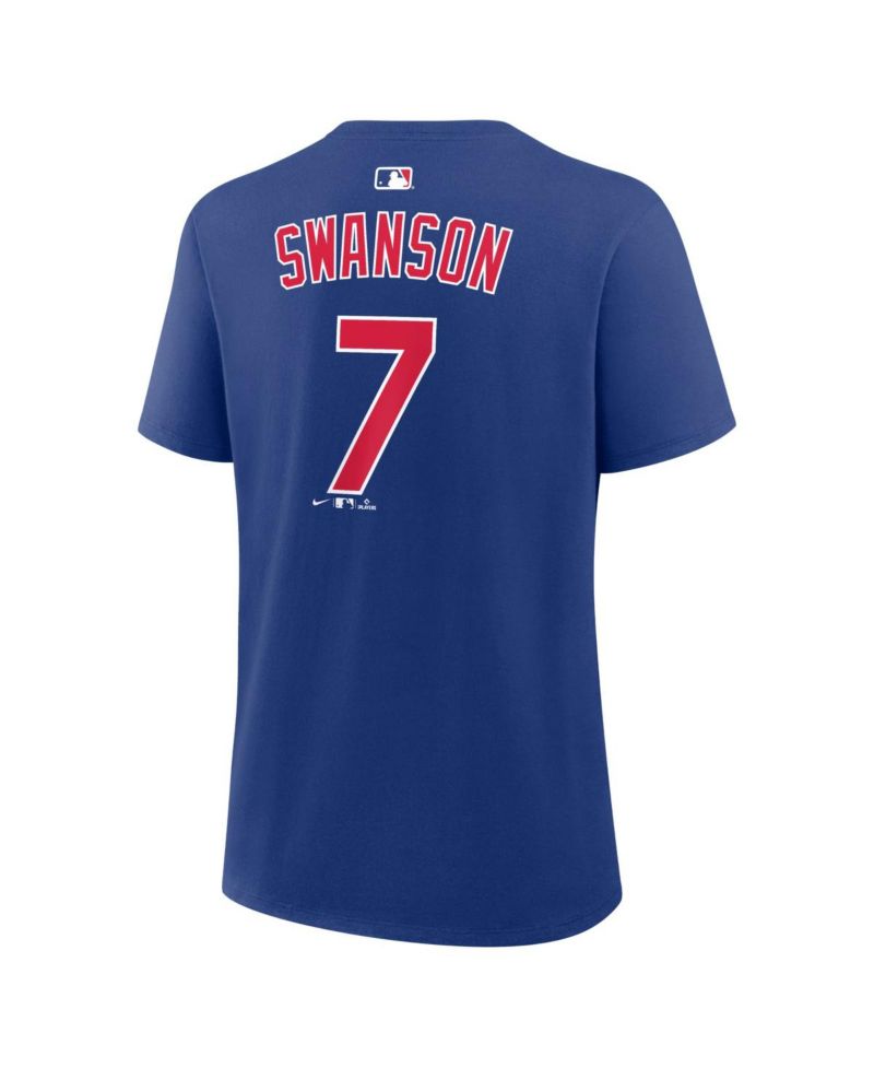 Women's Dansby Swanson Royal Chicago Cubs Name and Number T-Shirt