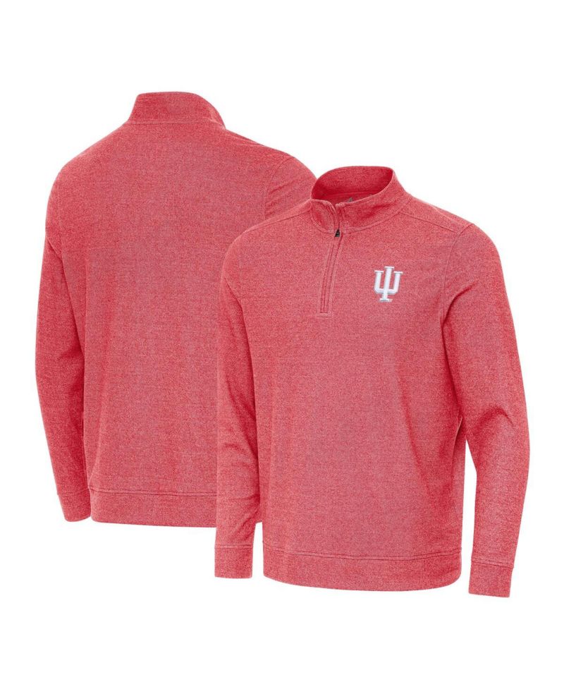 Men's Heather Crimson Indiana Hoosiers Subtle Quarter-Zip Hoodie