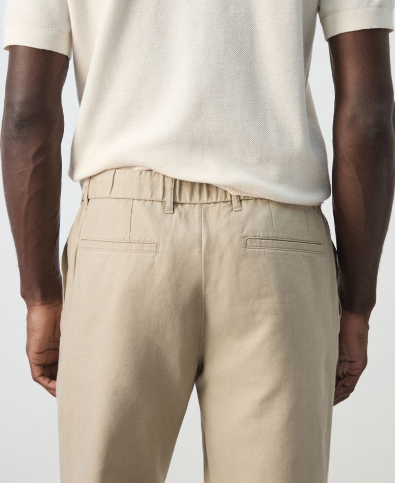 Men's Slim-Fit Cropped Cotton-Linen Pants