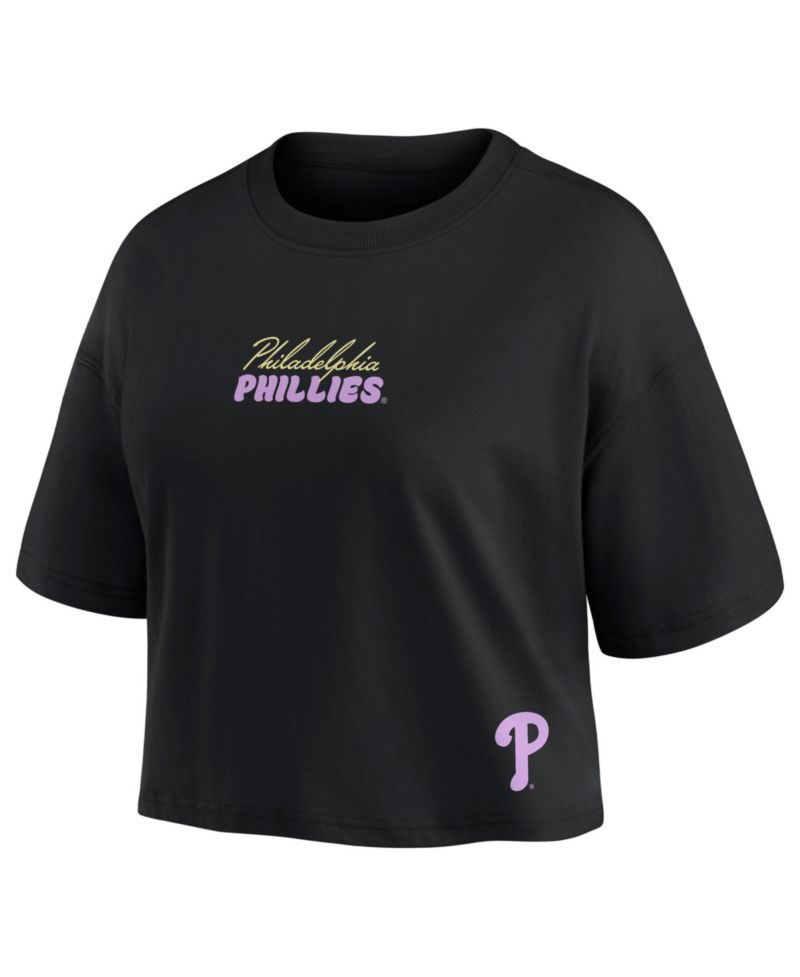 Women's Kyle Schwarber Black Philadelphia Phillies Name Number Cropped Top