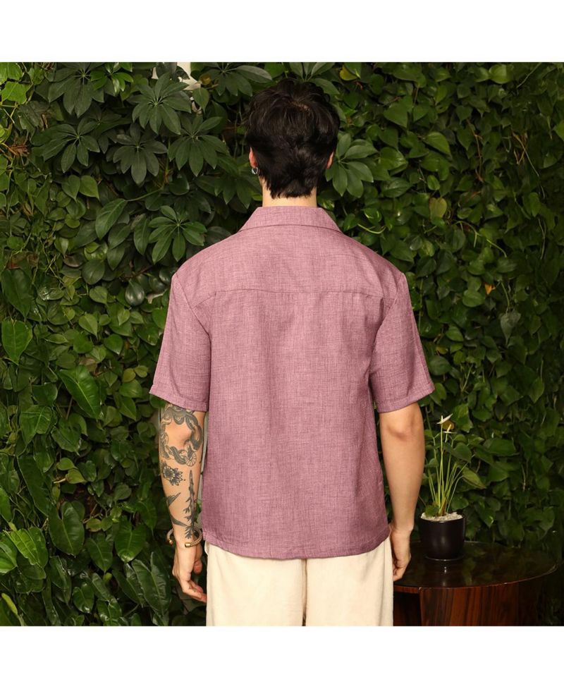 Men's Brick Red Heathered Korean Oversized Shirt