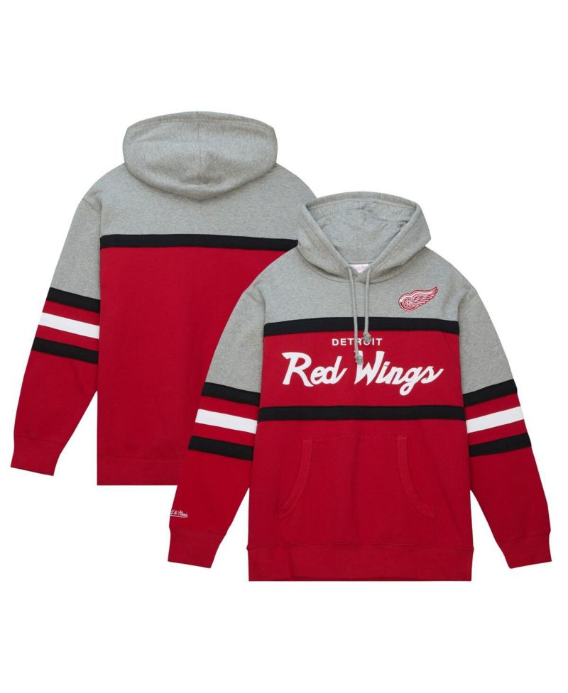 Men's Red, Gray Detroit Red Wings Head Coach Pullover Hoodie