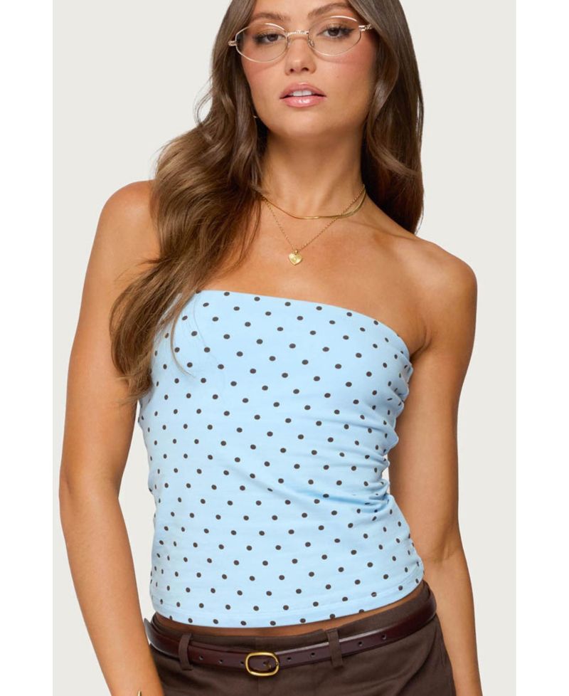 Women's Polka Dot Built In Bra Tube Top