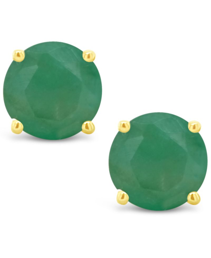 Emerald (1 ct. t.w.) Stud Earrings in 14K White Gold or 14K Yellow Gold