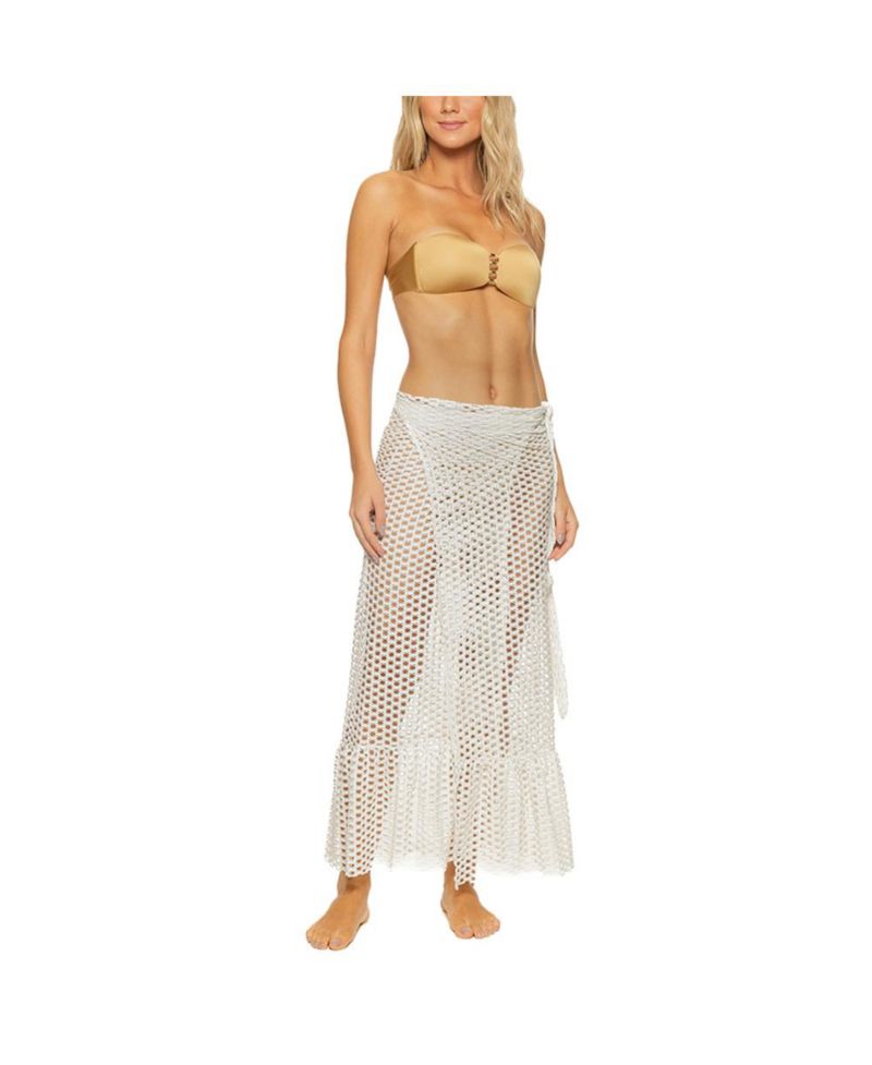 Women's Honeycomb Lattice Wrap Maxi Skirt Cover-up