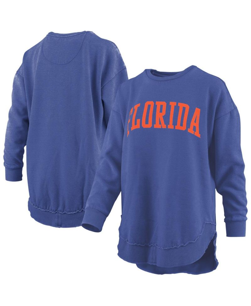 Women's Royal Florida Gators Melange Poncho Vintage Fleece Long Sleeve Pullover Sweatshirt