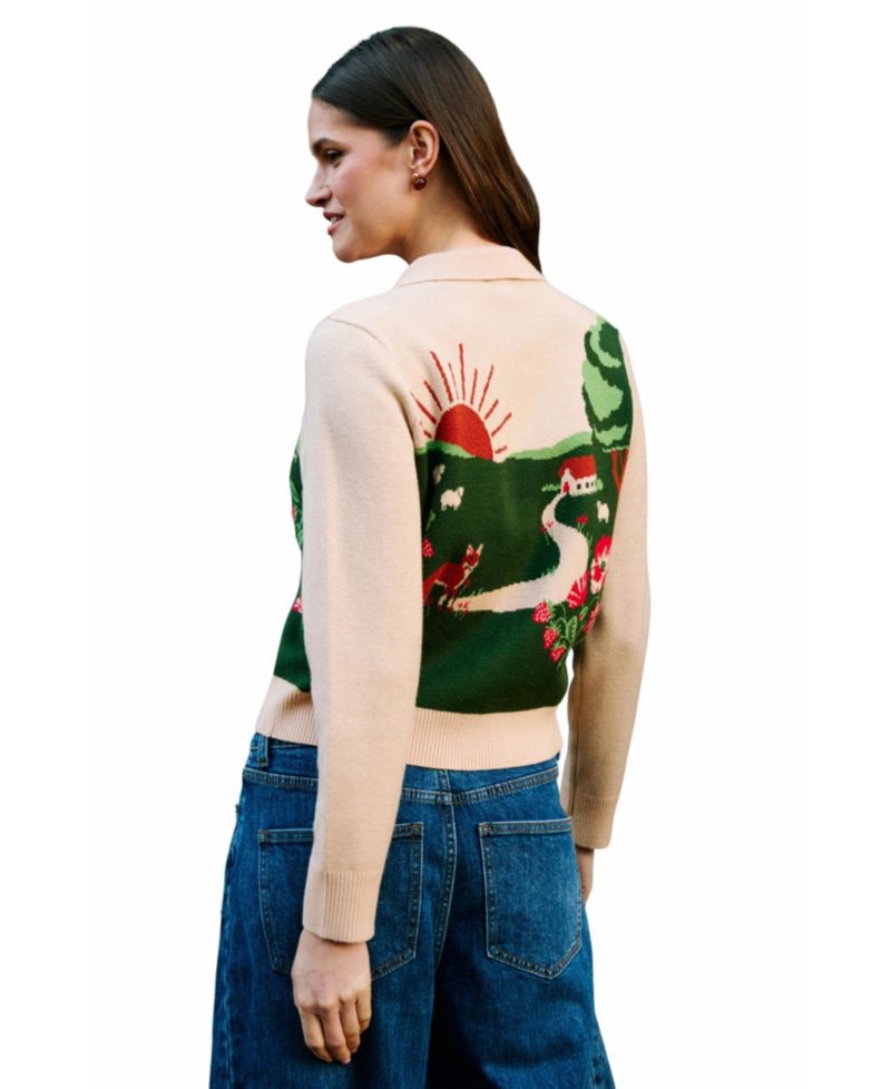 Women's Sunrise Fox Collared Long-Sleeve Cardigan