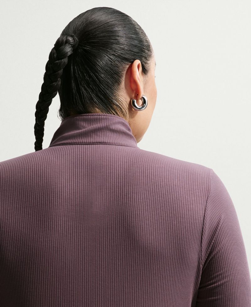 Plus Sportswear Ribbed Quarter-Zip Long-Sleeve Top
