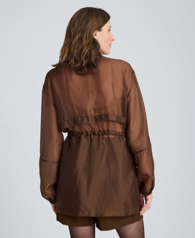 Women's Cinch Waist Sheer Shacket