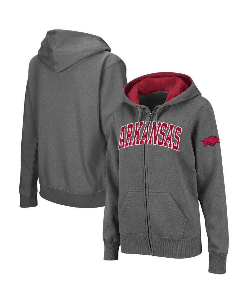 Women's Arkansas Razorbacks Arched Name Full-Zip Hoodie