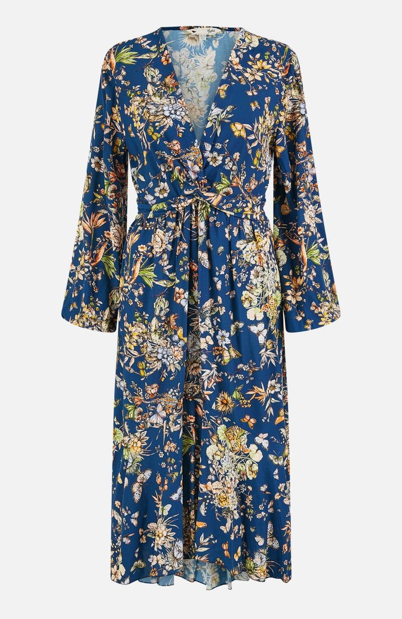 Women's Tie Knot Front Long Sleeve Midi Dress