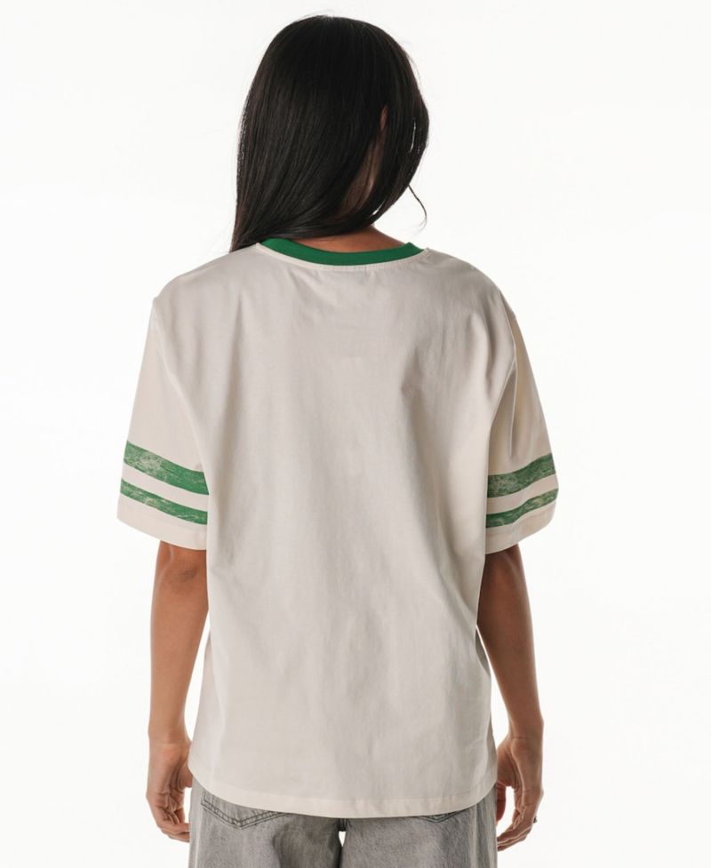 Women's Cream Boston Celtics Vintage Drop Shoulder Oversized Boyfriend T-Shirt