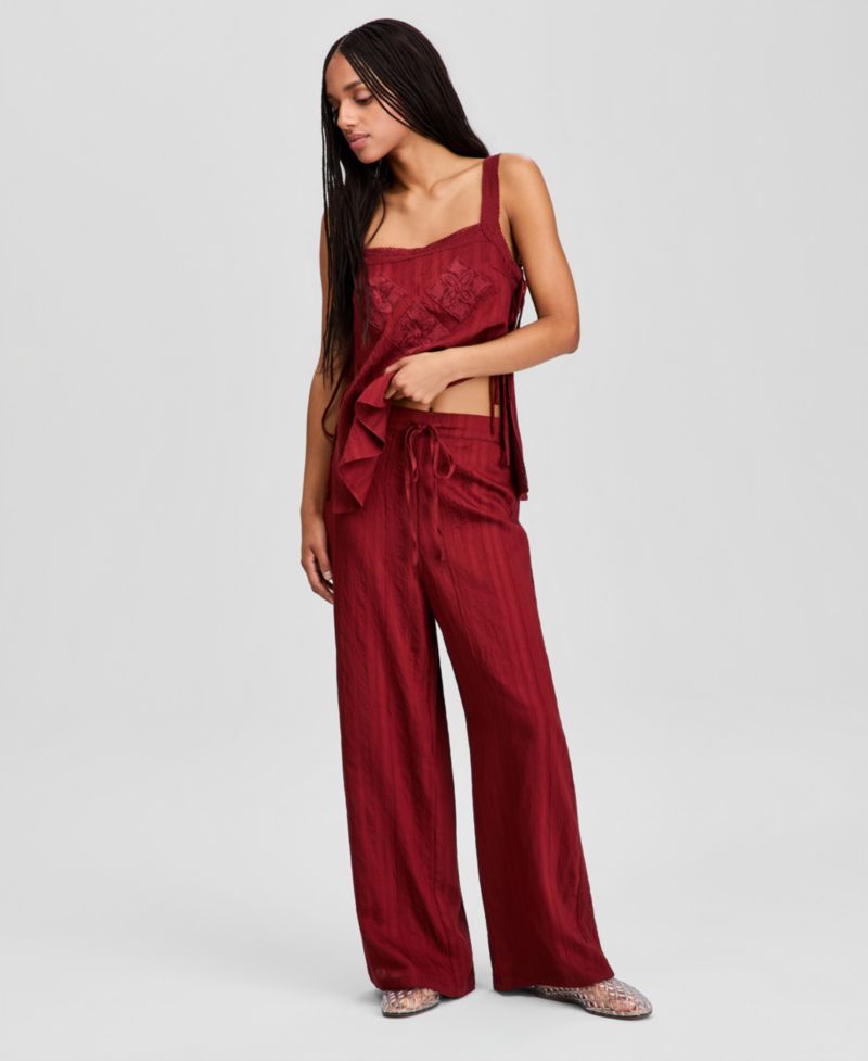Petite Wide-Leg Drawstring Pants