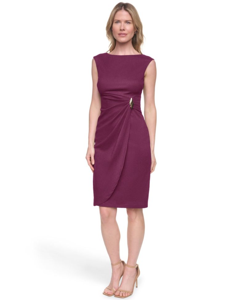 Petite Boat Neck Cap-Sleeve Dress