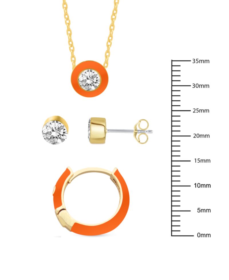 Crystal Enamel Necklace and Earring Set, 3-Piece