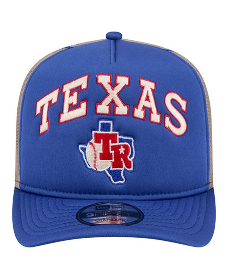 Men's Royal Texas Rangers Vintage Arched Foam Front 9FIFTY A-Frame Adjustable Trucker Hat