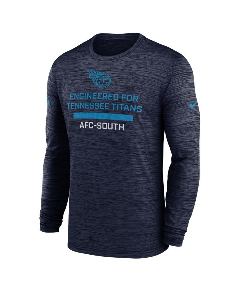 Men's Navy Tennessee Titans Sideline Velocity Performance Long Sleeve T-Shirt