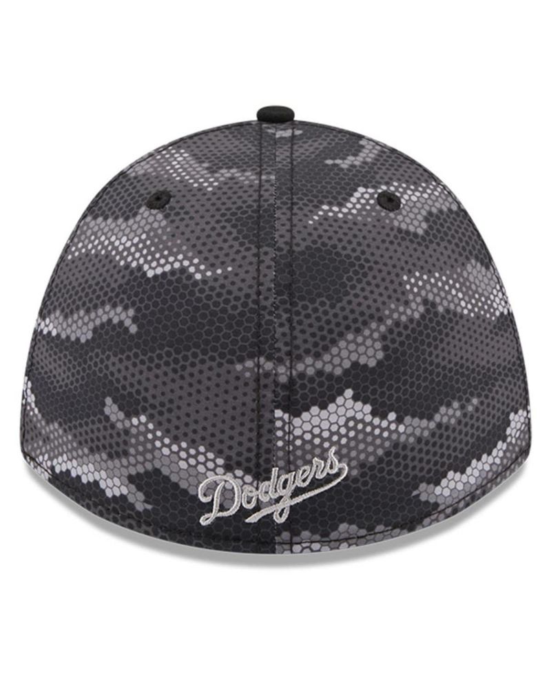 Men's Black Los Angeles Dodgers Camo 39THIRTY A-Frame Flex Hat