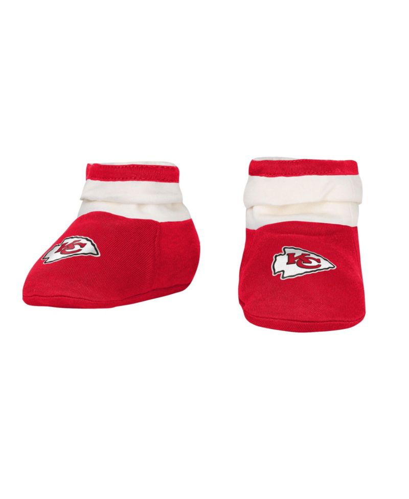 Boys and Girls 3 Piece Kansas City Chiefs Up One Bodysuit and Bib Booties Set