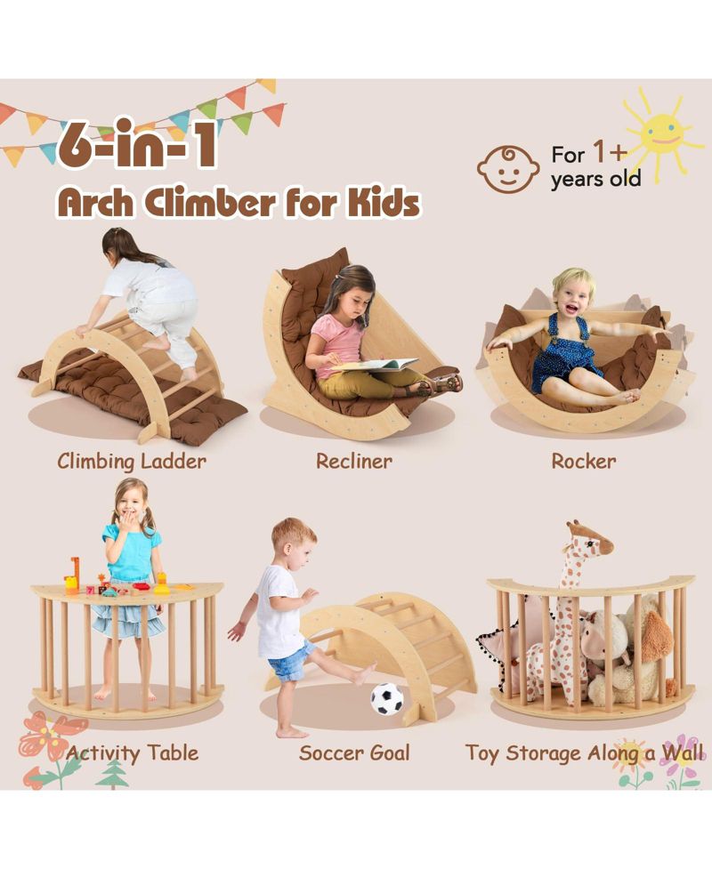 Montessori 6-in-1 Climbing Arch with Cushion