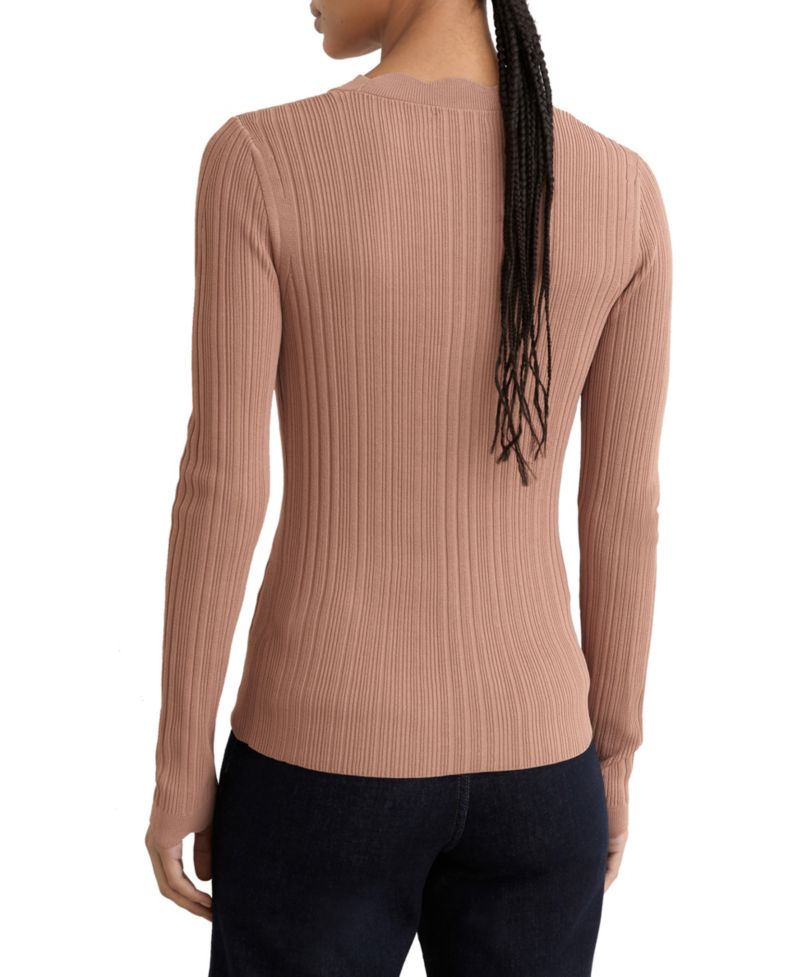 Women's Vinny Rib-Knit Scallop-Trim Cardigan