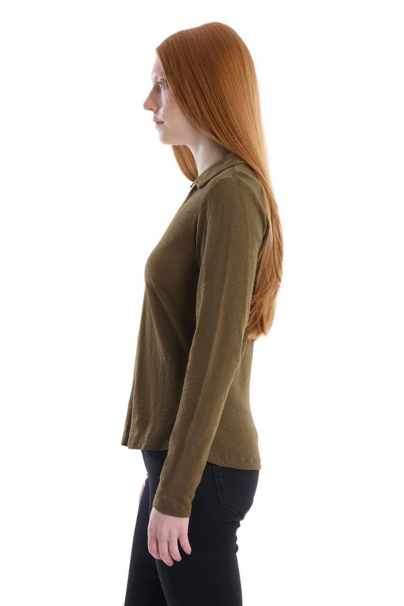 Women's Clothing Scoop Neck Long Sleeve Polo Tee