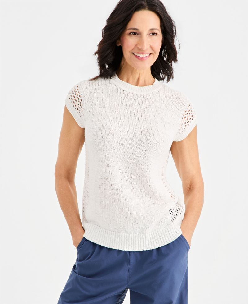 Women's Mixed-Stitch Dolman-Sleeve Sweater