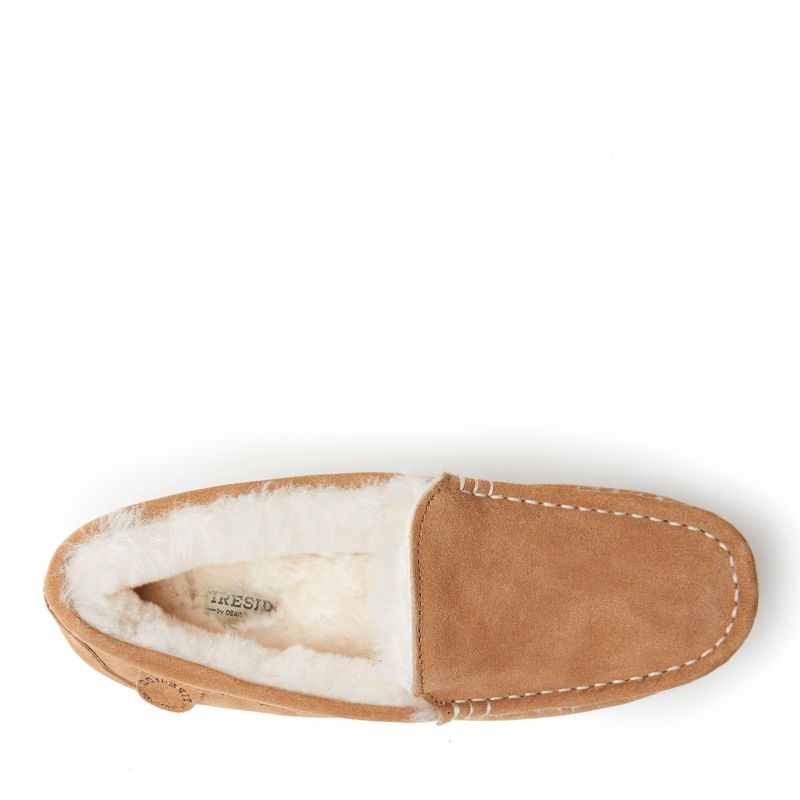 Dearfoams Women's Fireside Mel Genuine Shearling Moccasin Slipper