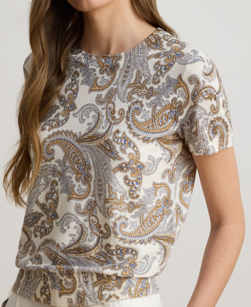 Women's Paisley Short-Sleeve Sweater