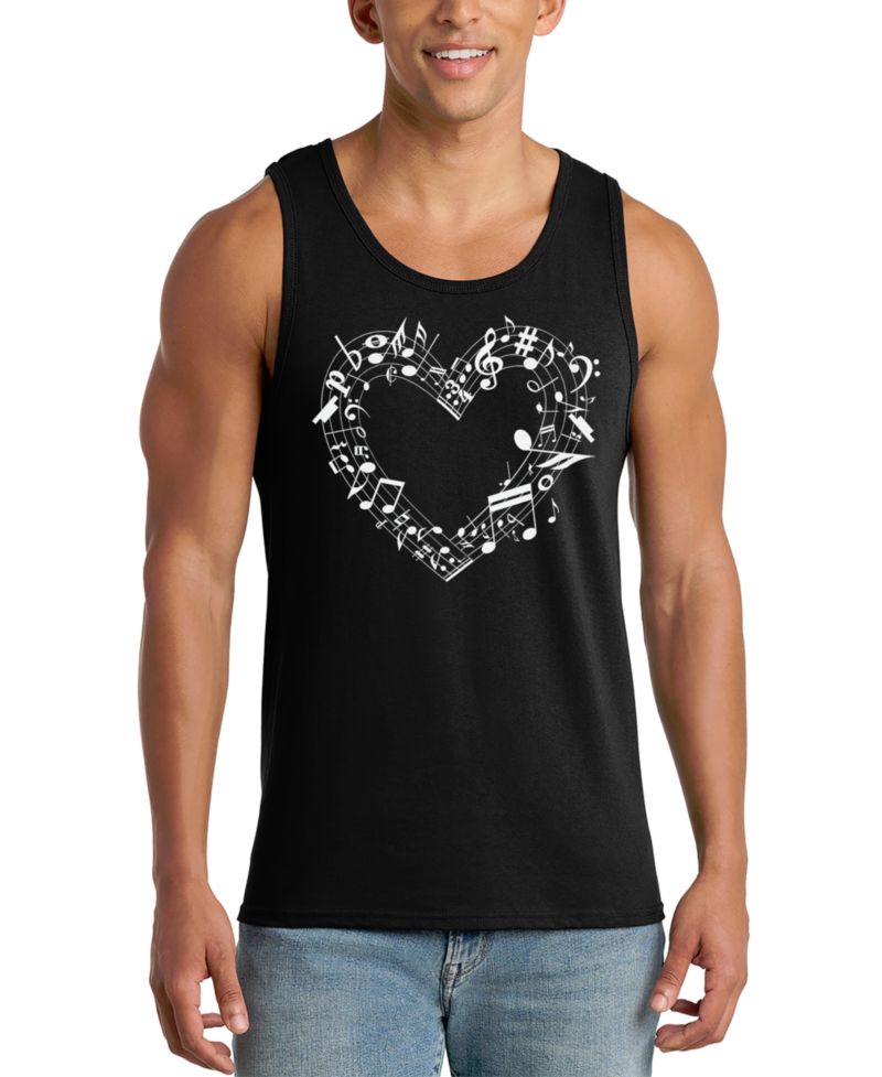 Men's Music Notes Heart Word Art Tank Top