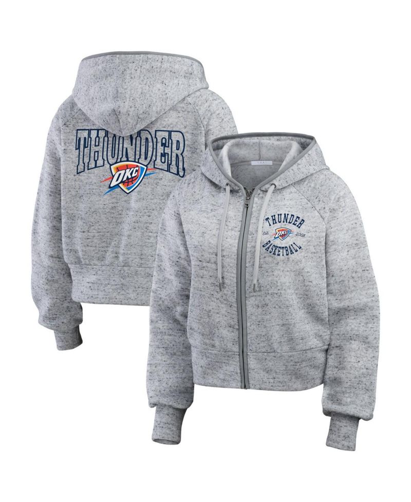 Women's Heather Gray Oklahoma City Thunder Speckled Radiator Full-Zip Hoodie